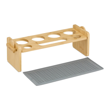 Bamboo Bottle Drying Rack for 4 Bottles