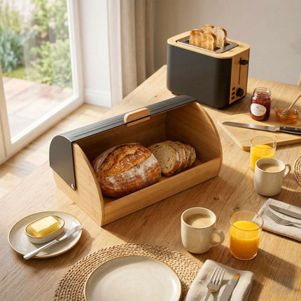 Bamboo Bread Bin With Flip Lid – Ventilated, Easy Clean
