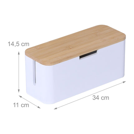Bamboo Cable Box – Holds 6-Way Power Strip, Magnetic Lid