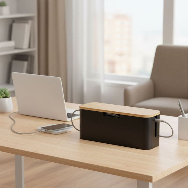 Bamboo Cable Box – Organize & Hide Cords Safely