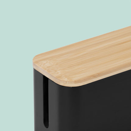 Bamboo Cable Box with Magnetic Lid, Fits 6-Socket Strip