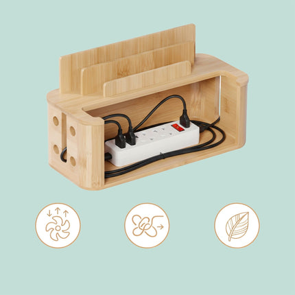 Bamboo Cable Box with Phone Holder – Organize & Charge