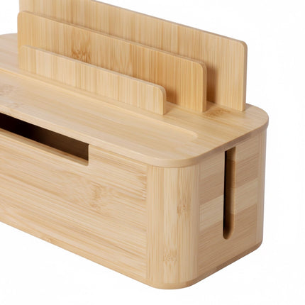 Bamboo Cable Box with Phone Holder – Organize & Charge