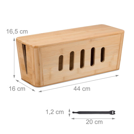 Bamboo Cable Management Box for Power Strips