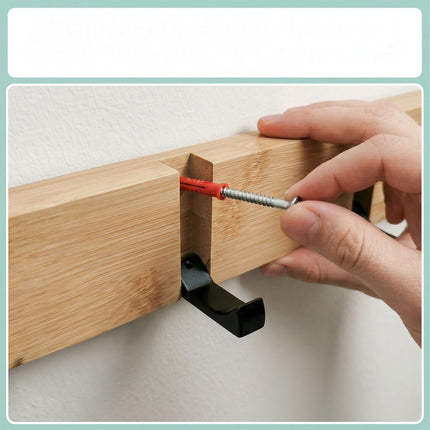 Bamboo Coat Rack With Folding Hooks, Black Accents