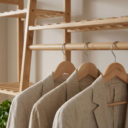 Bamboo Coat Rack with 7 Shelves, Natural Finish