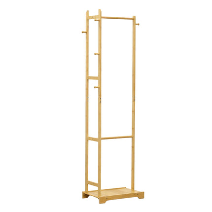 Bamboo Coat Rack with Hooks, Natural Finish