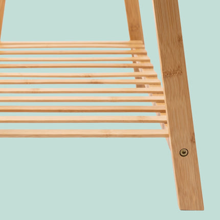 Bamboo Coat Rack with Shelves, Natural Finish