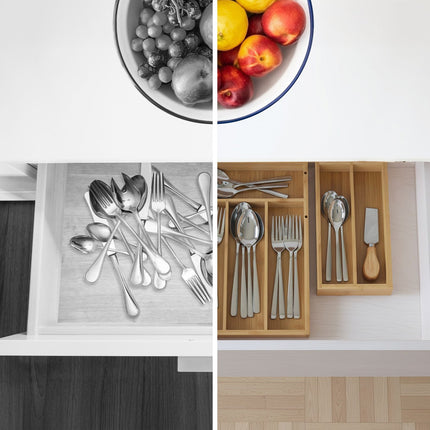 Bamboo Cutlery Drawer Organizer, 2-Piece, 6 Compartments