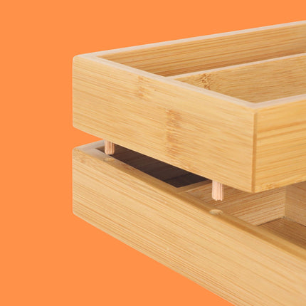 Bamboo Cutlery Drawer Organizer, 2-Piece, 6 Compartments