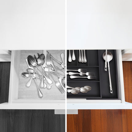 Bamboo Cutlery Tray, Adjustable 7-9 Compartments