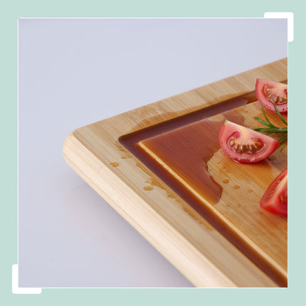Bamboo Cutting Board with Juice Groove and Non-Slip Feet