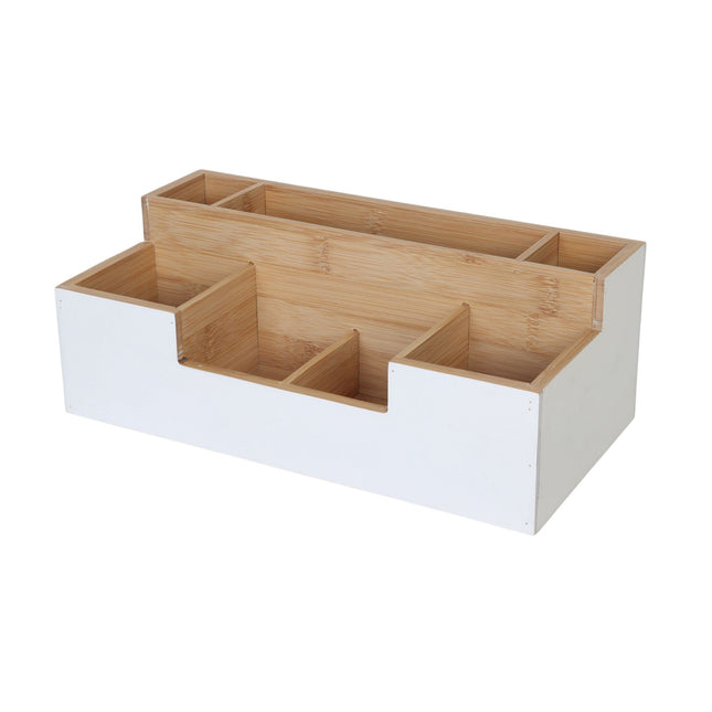 Bamboo Desk Organiser, 7 Slots – Office, Kitchen, Bathroom
