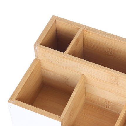 Bamboo Desk Organiser, 7 Slots – Office, Kitchen, Bathroom
