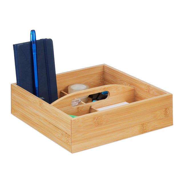 Bamboo Desk Organiser with 4 Compartments