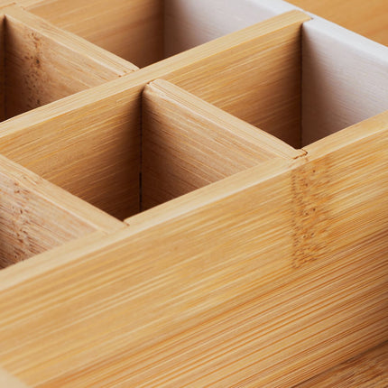 Bamboo Desk Organiser with 9 Compartments and Drawer