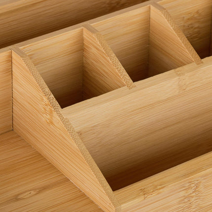 Bamboo Desk Organiser with Drawer, 6 Compartments