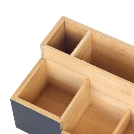 Bamboo Desk Organizer, 7 Slots for Office Supplies