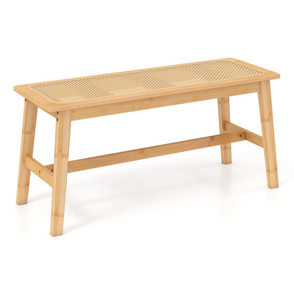 Bamboo Dining Bench with Rattan Seat, 100cm, Natural
