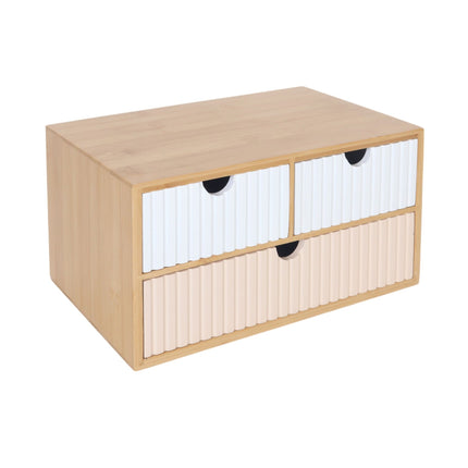 Bamboo Drawer Box with 3 Slots for Home Organization