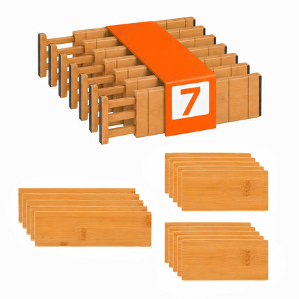 Bamboo Drawer Dividers, 22-Piece Adjustable Set