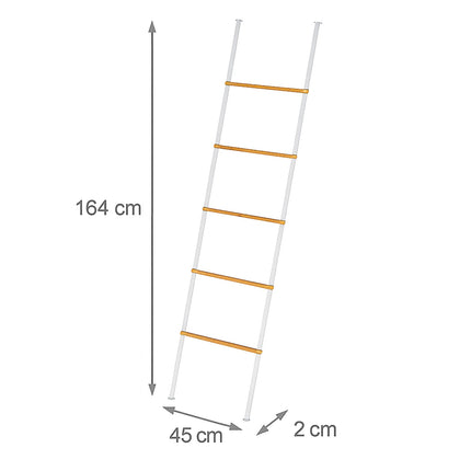 Bamboo Iron Towel Ladder – 5 Rungs, Versatile Use