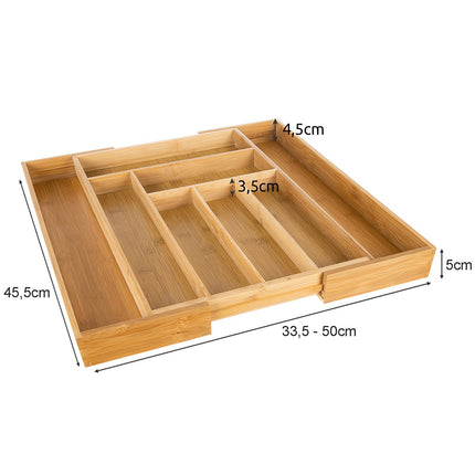 Bamboo Kitchen Drawer Organizer, Adjustable 6-8 Compartments