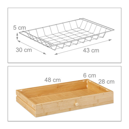 Bamboo Kitchen Trolley with Storage and Wheels