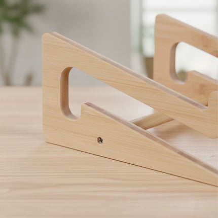Bamboo Laptop Stand, 10–15 Inch, Adjustable