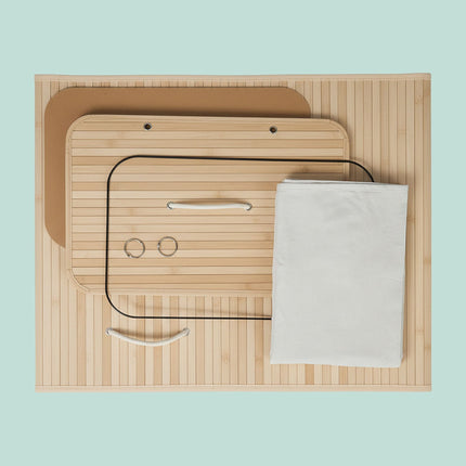 Bamboo Laundry Basket, 2 Compartments, Foldable