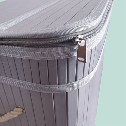 Bamboo Laundry Basket, 3 Compartments, Foldable