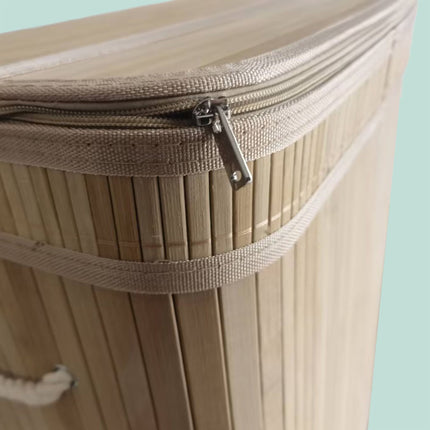 Bamboo Laundry Basket, 3 Compartments, Foldable