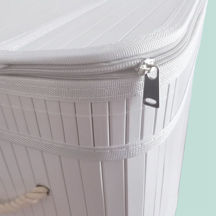 Bamboo Laundry Basket, 3 Compartments, Foldable