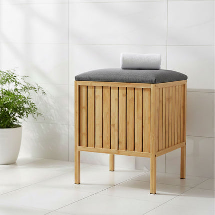 Bamboo Laundry Basket Seat with Padded Lid