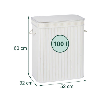 Bamboo Laundry Bin, 2 Compartments, Foldable