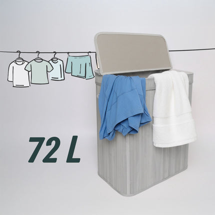 Bamboo Laundry Bin With Lid, Handles and Removable Liner