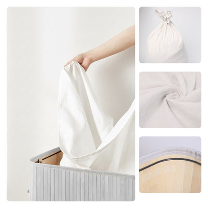 Bamboo Laundry Bin With Lid – Removable Liner, Foldable