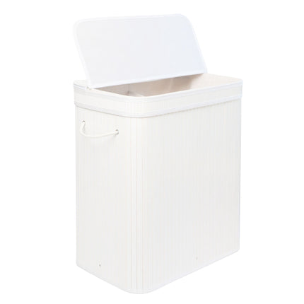 Bamboo Laundry Bin With Lid, Removable Washable Bag