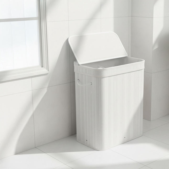 Bamboe wasmand met deksel en uitneembare, wasbare zak.