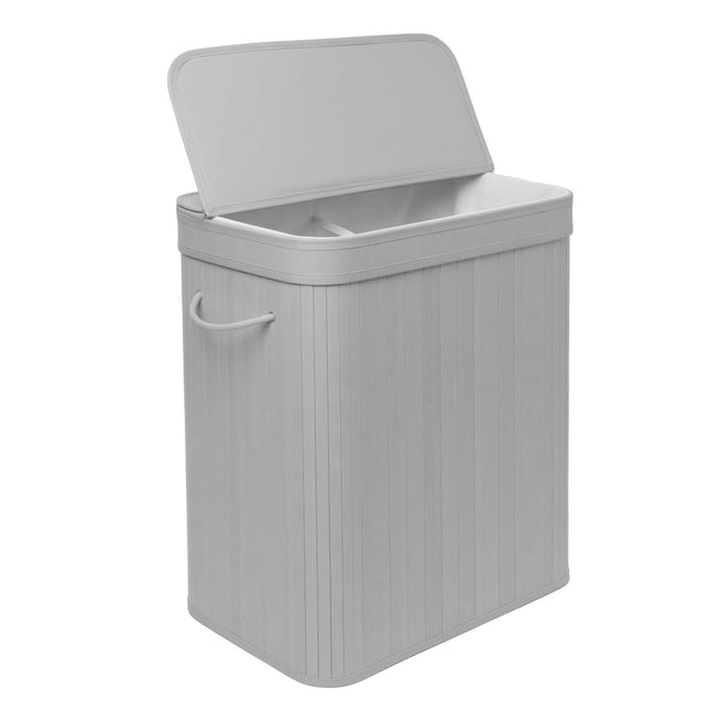 Bamboe wasmand met deksel en uitneembare, wasbare binnenbak.