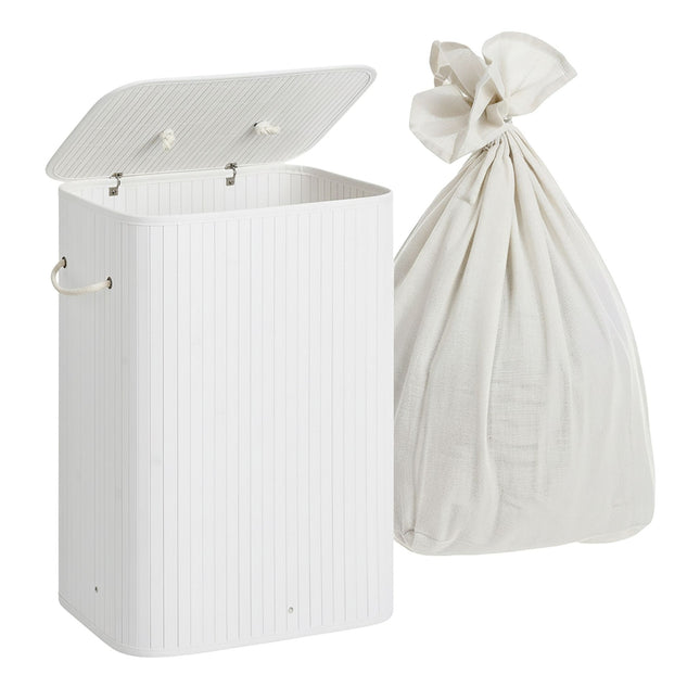 Bamboe wasmand met deksel en uitneembare tas