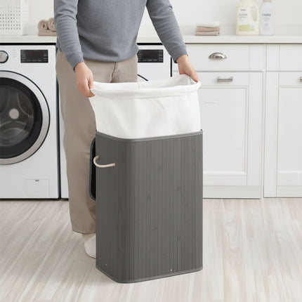 Bamboo Laundry Bin with Lid and Washable Bag