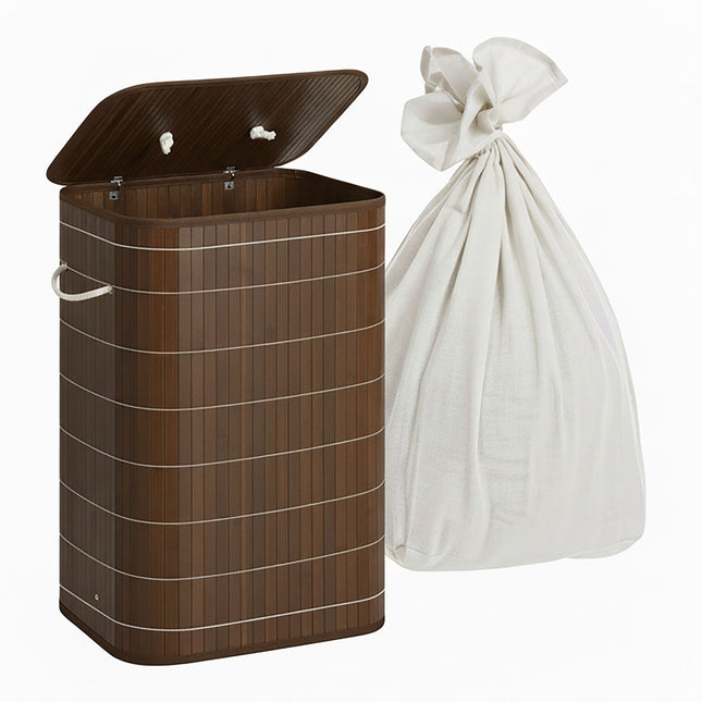Bamboe wasmand met deksel en wasbare zak