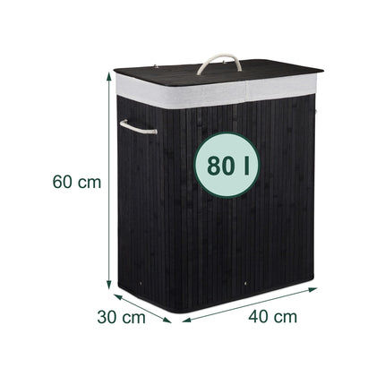 Bamboo Laundry Bin with Lid and Washable Bag