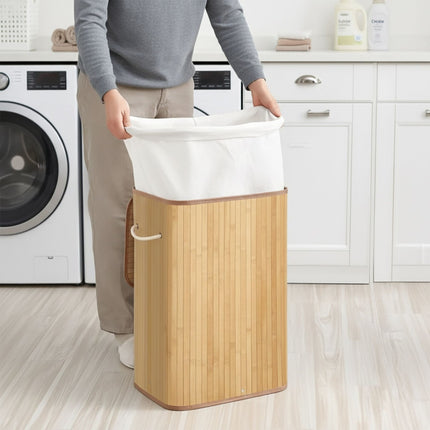Bamboo Laundry Bin with Lid and Washable Bag