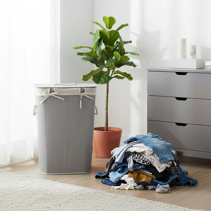 Bamboo Laundry Bin with Lid and Washable Bag