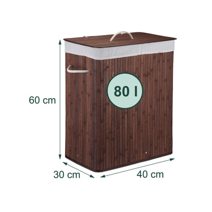 Bamboo Laundry Bin with Lid and Washable Bag