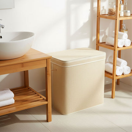 Bamboo Laundry Hamper With Lid, Large, Washable Liner