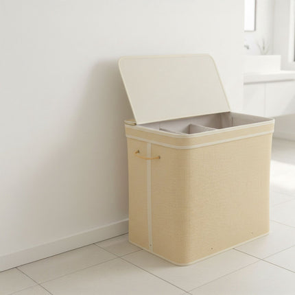 Bamboo Laundry Hamper With Lid, Removable Washable Liner