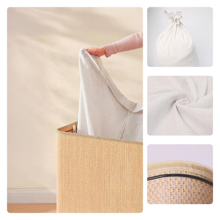 Bamboo Laundry Hamper With Lid, Removable Washable Liner